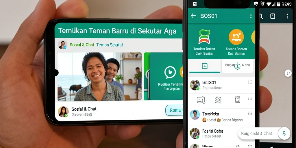 Antarmuka BOS01 yang menarik dengan fitur Teman Sekitar.