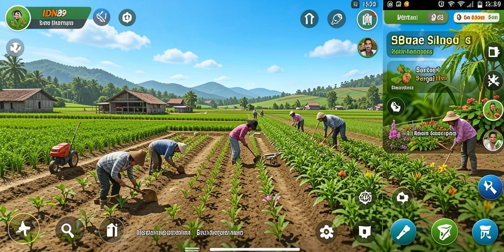 Antarmuka IDN89 dengan tampilan kebun yang menawan dan interaktif.