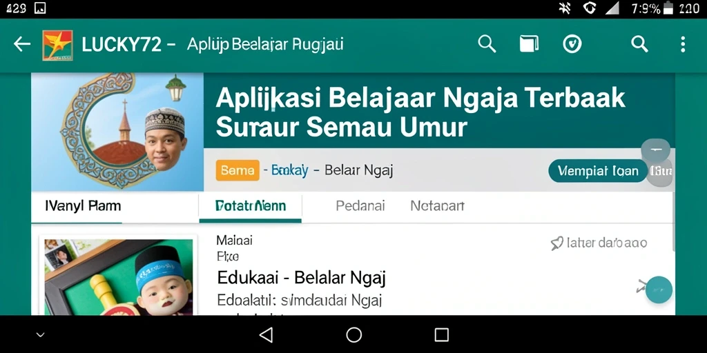 Tampilan antarmuka LUCKY72 untuk belajar ngaji yang interaktif.
