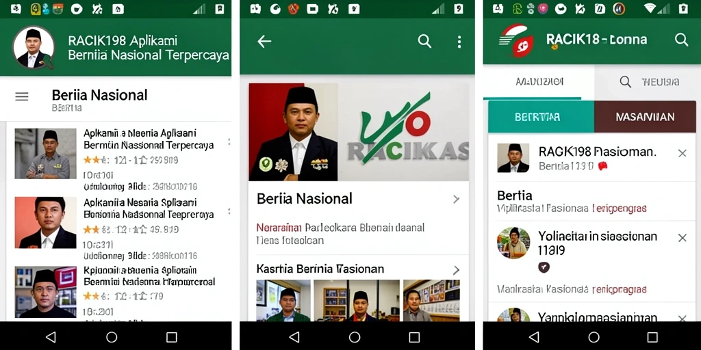 Tampilan antarmuka utama aplikasi Berita Nasional RACIK198.