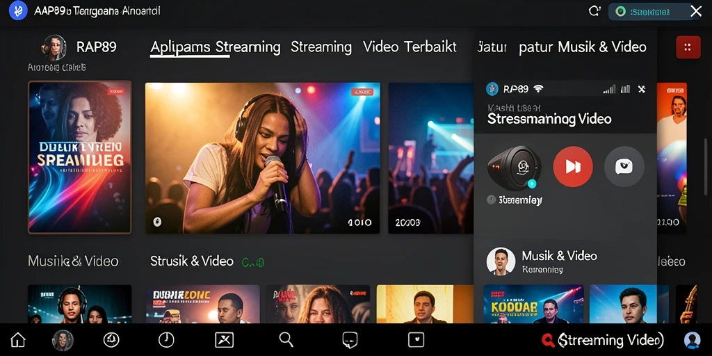 Screenshot utama RAP89 menampilkan antarmuka yang ramah pengguna untuk Streaming Video.