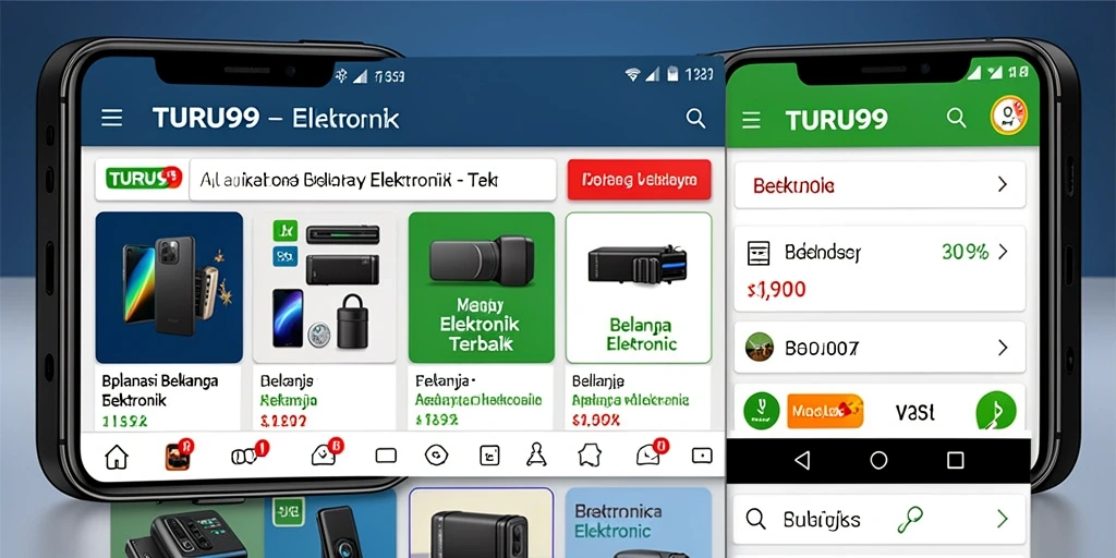 Screenshot antarmuka pengguna TURU99 yang menampilkan berbagai produk Elektronik.