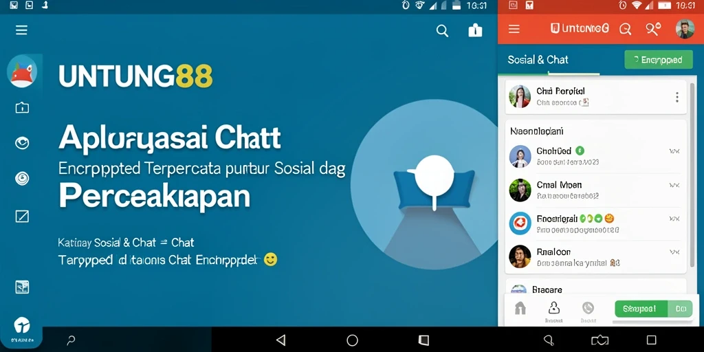 Tampilan antarmuka aplikasi UNTUNG88 dengan fitur Chat Encrypted yang modern.
