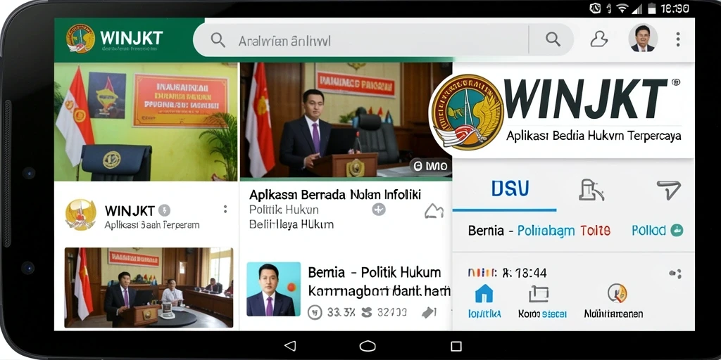 Tampilan antarmuka WINJKT dengan berita terbaru tentang politik dan hukum.